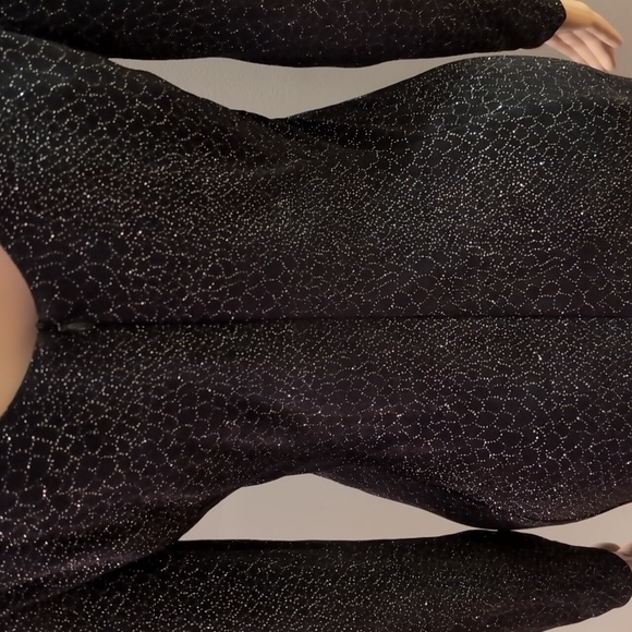 JOSEPH RIBKOFF VINTAGE Jersey Sparkle Mini Dress 6 (Petite) Black Silver LBD - Picture 8 of 13